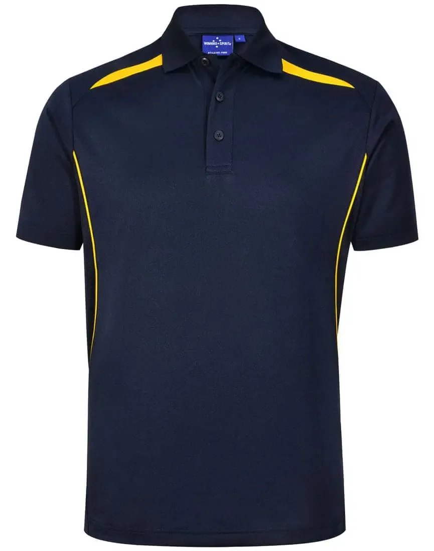 Winning Spirit Men's Sustainable Poly-Cotton Contrast Polo Shirt PS93 in Navy/Gold